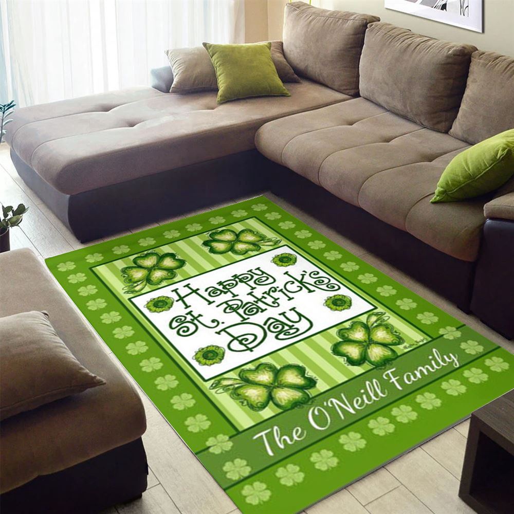 St Patricks Day Rug, Personalized Happy St Patrick’s Day  Rug