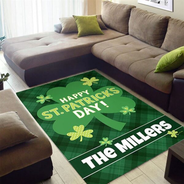 St Patricks Day Rug, Personalized Lucky Shamrocks Rug