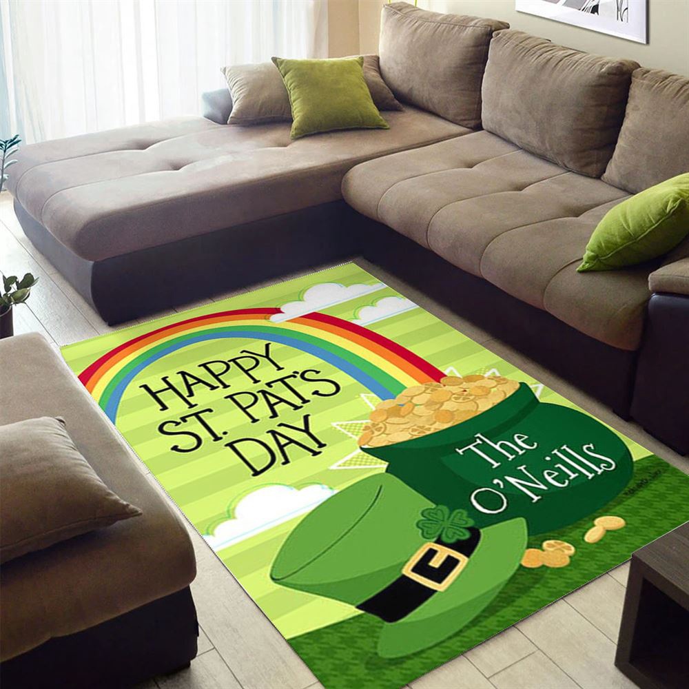 St Patricks Day Rug, Personalized St Pat’s Pot of Gold Rug St Patricks Day Rug, Personalized St Pat’s Pot of Gold Rug