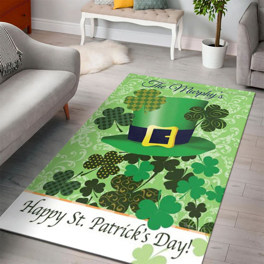 St Patricks Day Rug, Personalized St Patrick’s Day Irish Hat Rug St Patricks Day Rug, Personalized St Patrick’s Day Irish Hat Rug