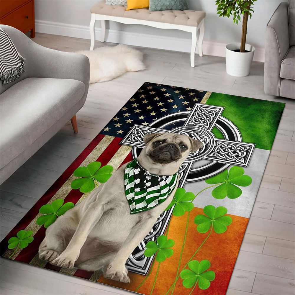 St Patricks Day Rug, Pug Irish Cross Clover St Patrick’s Day Rugs St Patricks Day Rug, Pug Irish Cross Clover St Patrick’s Day Rugs