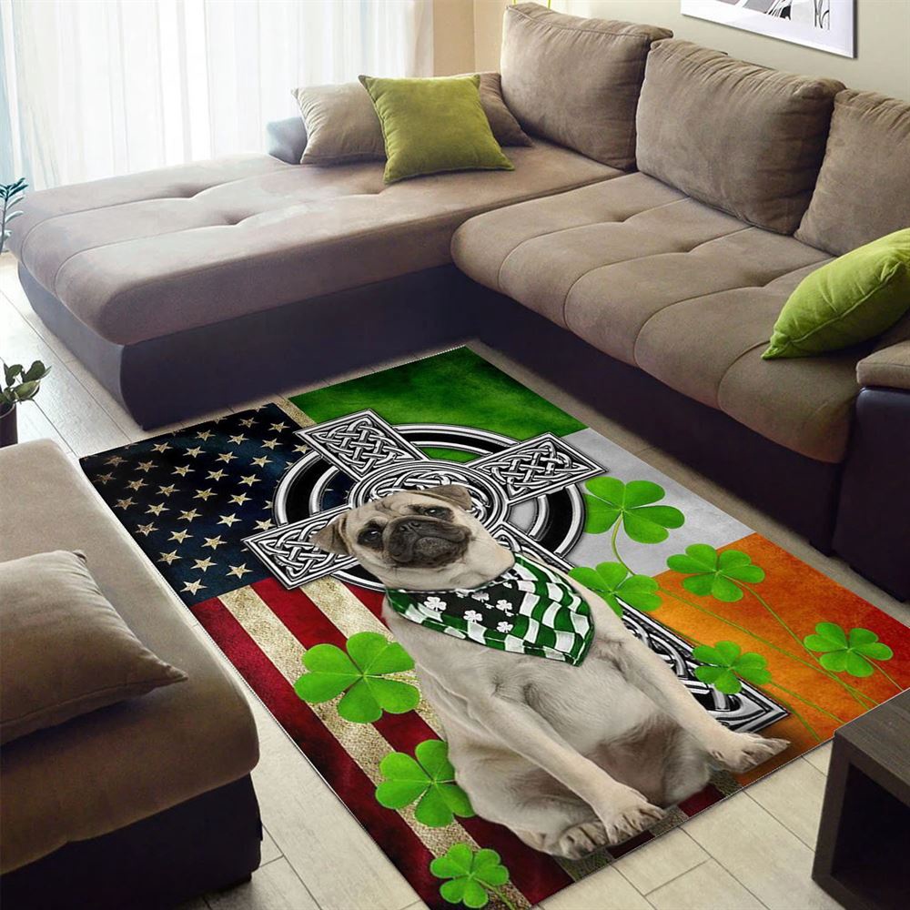 St Patricks Day Rug, Pug Irish Cross Clover St Patrick’s Day Rugs St Patricks Day Rug, Pug Irish Cross Clover St Patrick’s Day Rugs