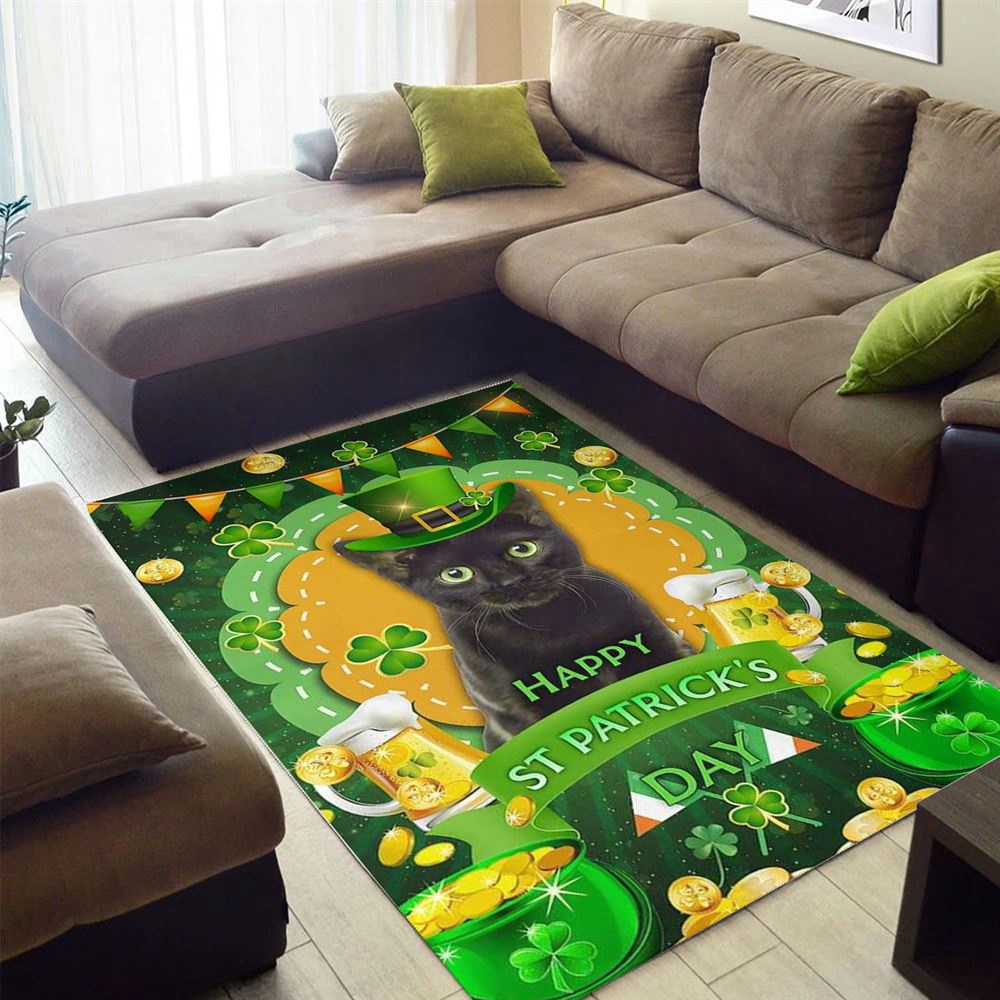 St Patricks Day Rug, St Patrick’s Day Black Cat Rug St Patricks Day Rug, St Patrick’s Day Black Cat Rug