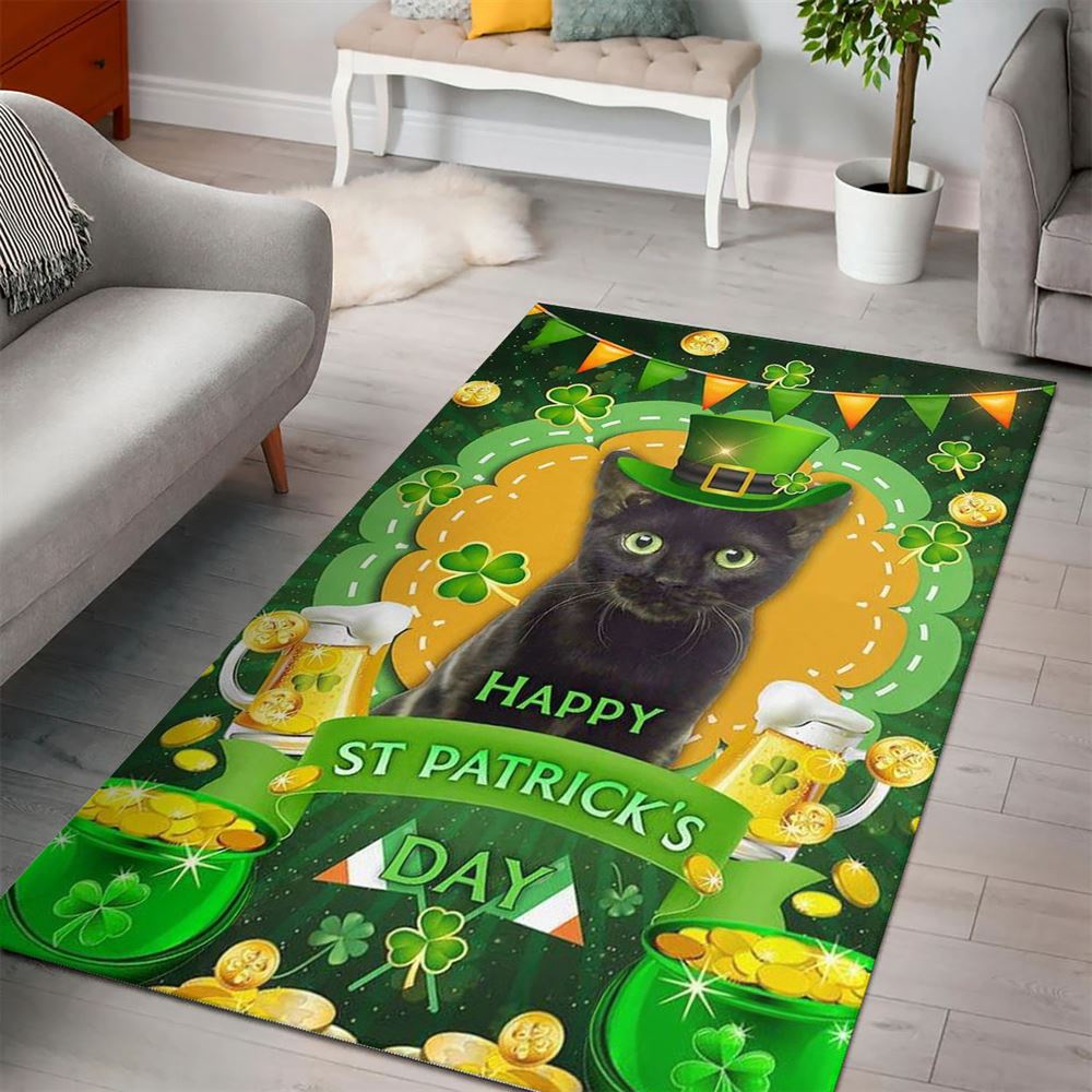 St Patricks Day Rug, St Patrick’s Day Black Cat Rug St Patricks Day Rug, St Patrick’s Day Black Cat Rug