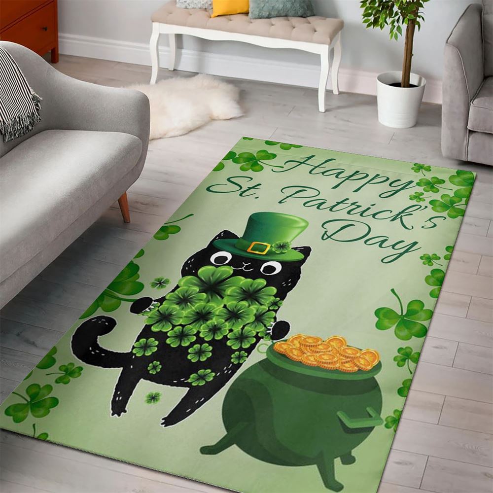 St Patricks Day Rug, St Patrick’s Day Cat Rugs, Hold The Clovers St Patricks Day Rug, St Patrick’s Day Cat Rugs, Hold The Clovers