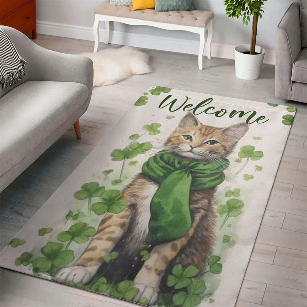 St Patricks Day Rug, St Patrick’s Day Cat Rugs, Stay Here St Patricks Day Rug, St Patrick’s Day Cat Rugs, Stay Here