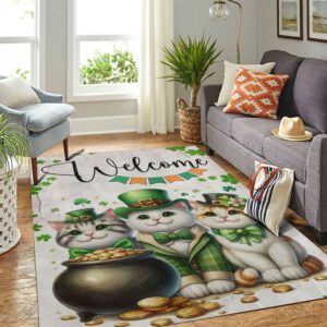 St Patricks Day Rug St Patrick s Day Cat Rugs Welcome Cat Clovers 3 wf60yo.jpg