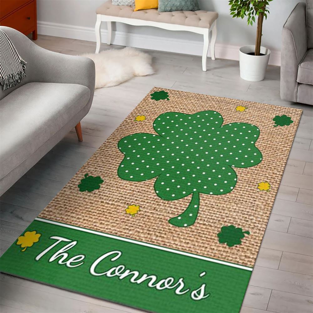 St Patricks Day Rug, St Patrick’s Day Printed Burlap Welcome Personalized Rug