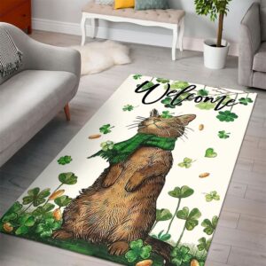 St Patricks Day Rug St Patrick s Day Welcome Cat And Shamrock Clover Rug 1 gd8a3b.jpg