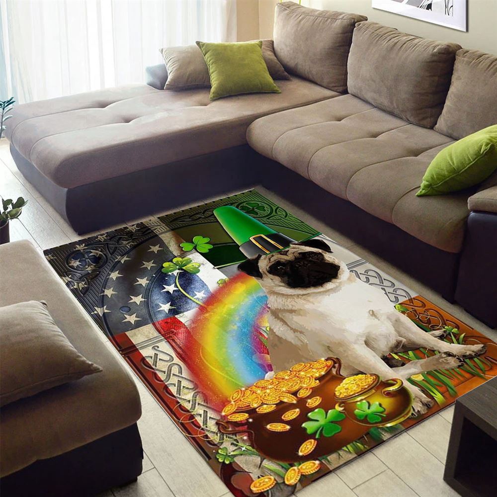 St Patricks Day Rug, St Patricks DayPug Irish American Rug