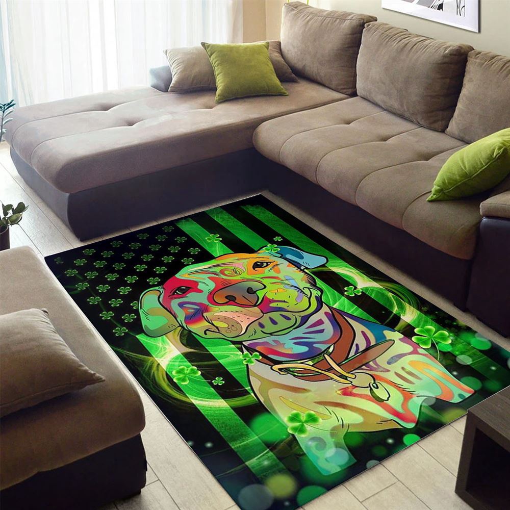 St Patricks Day Rug, St Patricks Day American Pit Bull Terrier Rug