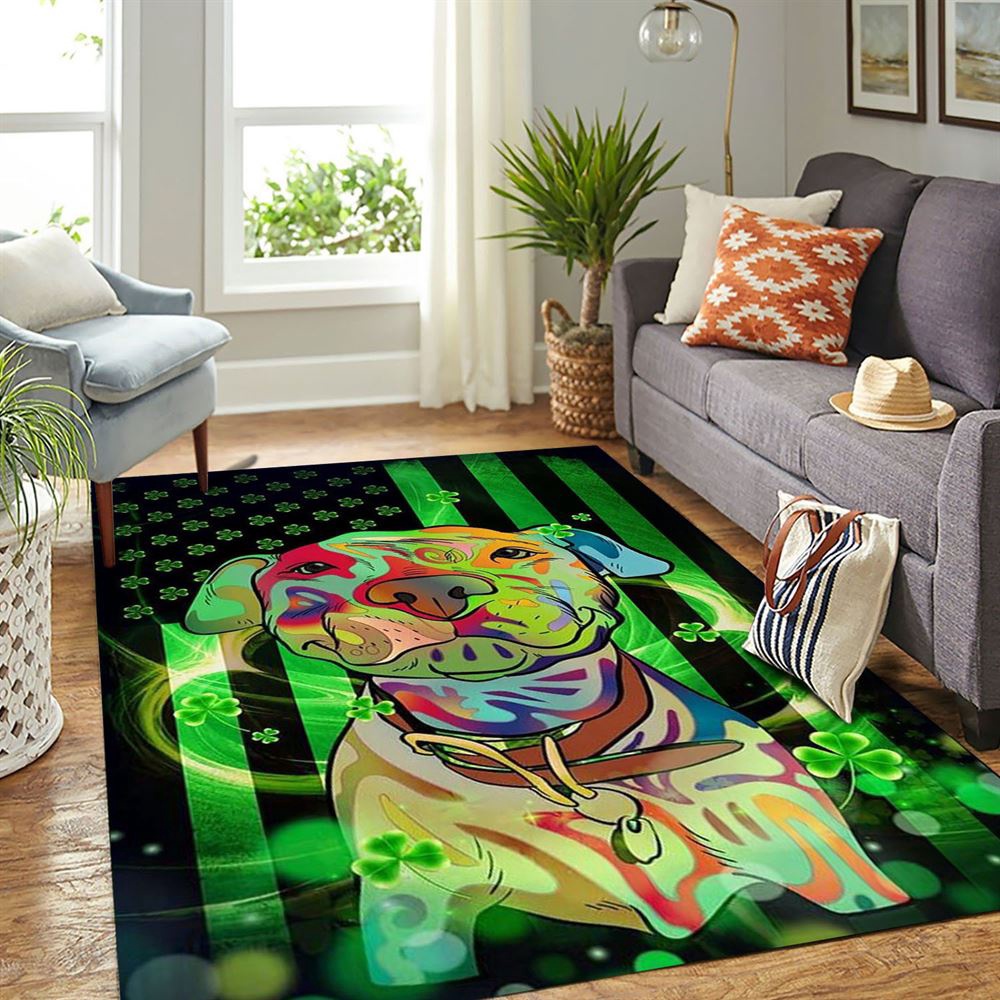 St Patricks Day Rug, St Patricks Day American Pit Bull Terrier Rug