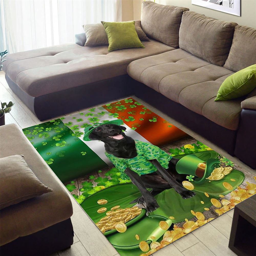 St Patricks Day Rug, St Patricks Day Black Labrador Rug