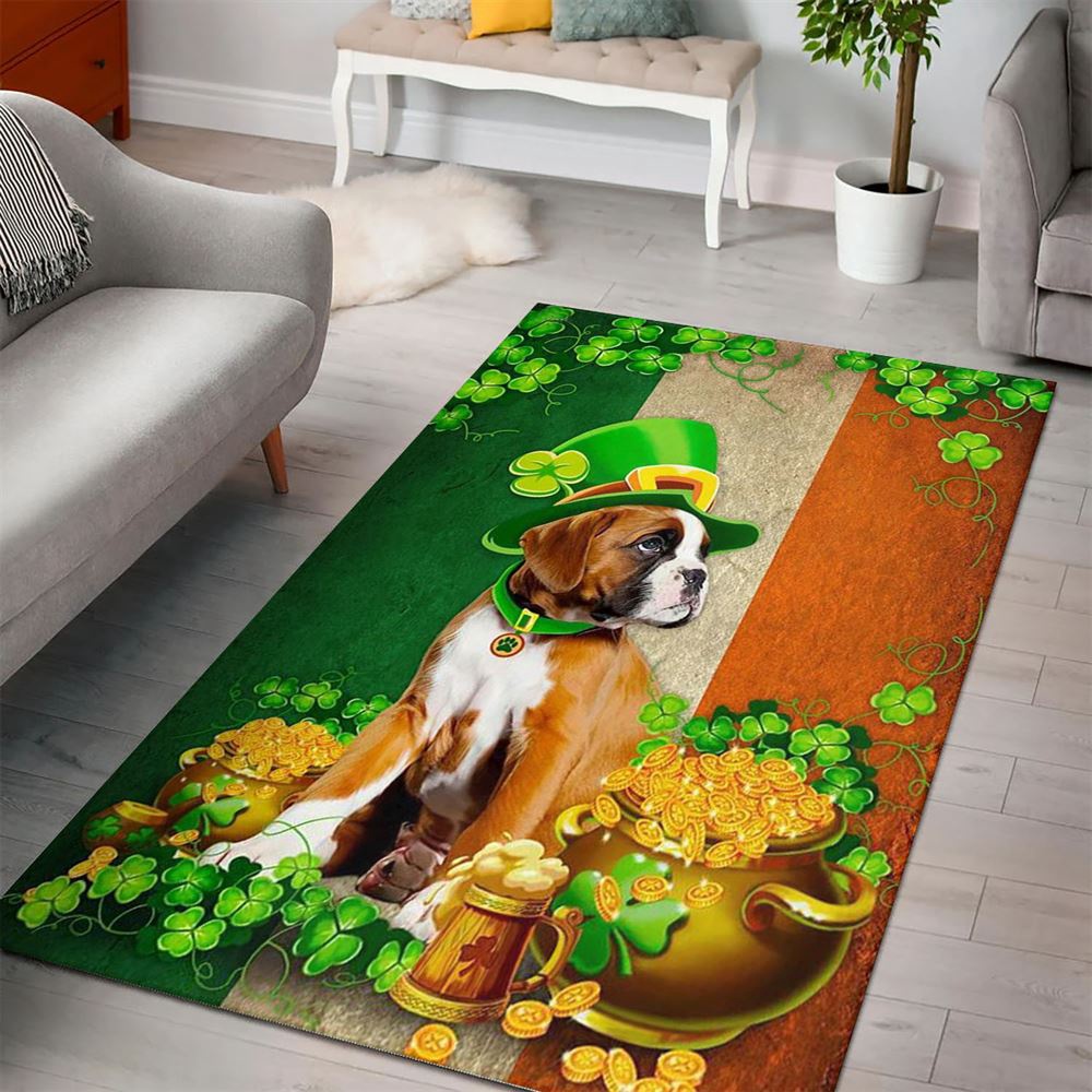 St Patricks Day Rug, St Patricks Day Boxer Irish Rug