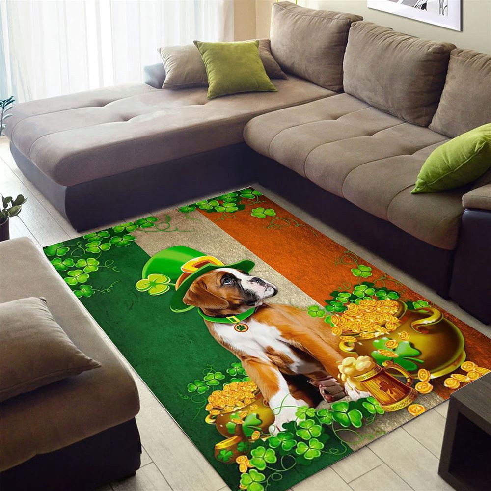 St Patricks Day Rug, St Patricks Day Boxer Irish Rug