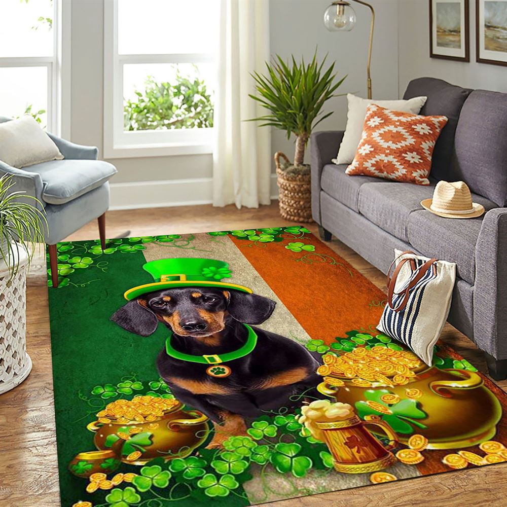 St Patricks Day Rug, St Patricks Day Dachshund Irish Rug