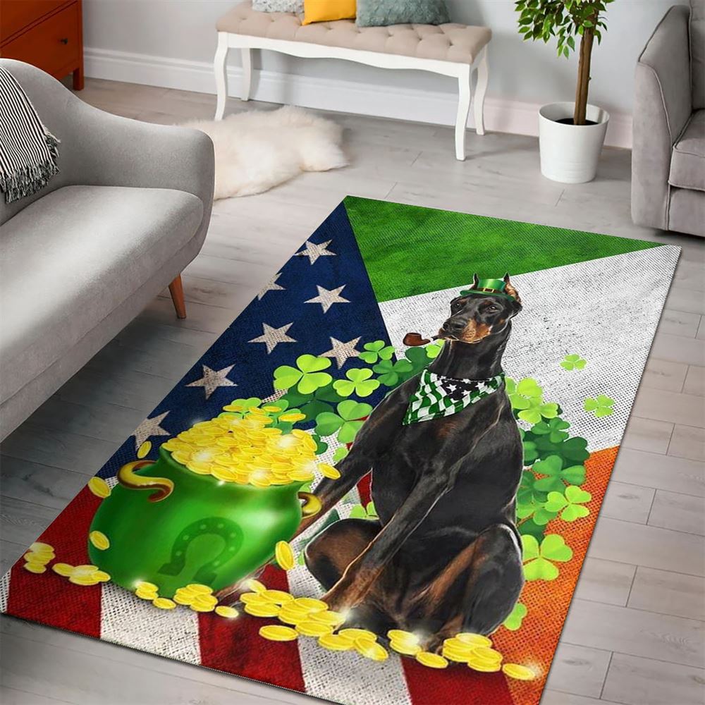 St Patricks Day Rug, St Patricks Day Doberman Rug St Patricks Day Rug, St Patricks Day Doberman Rug