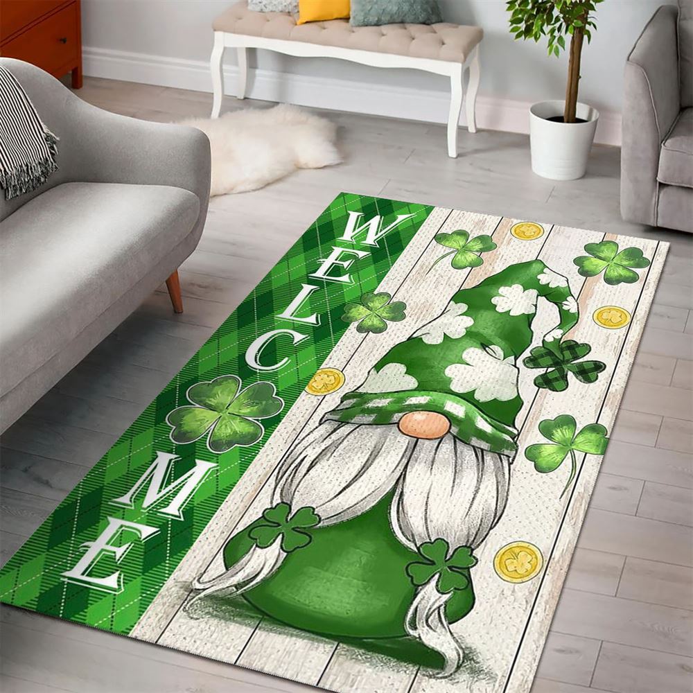 St Patricks Day Rug, St Patricks Day Green Gnome Rugs