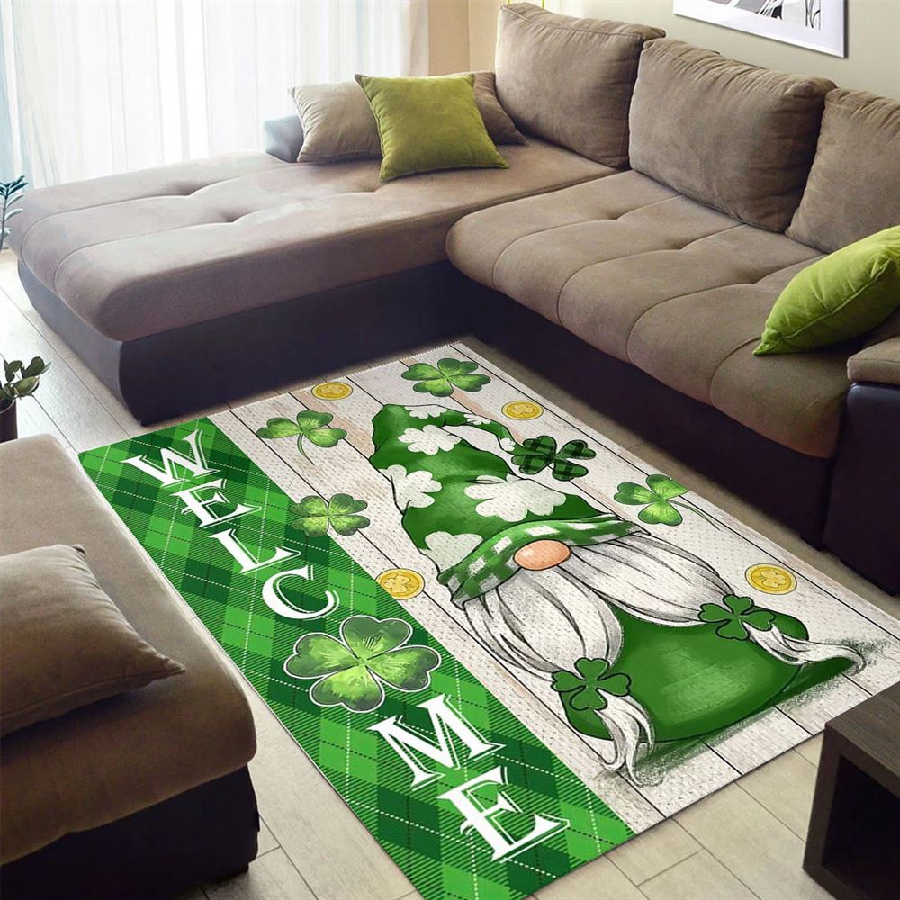 St Patricks Day Rug, St Patricks Day Green Gnome Rugs