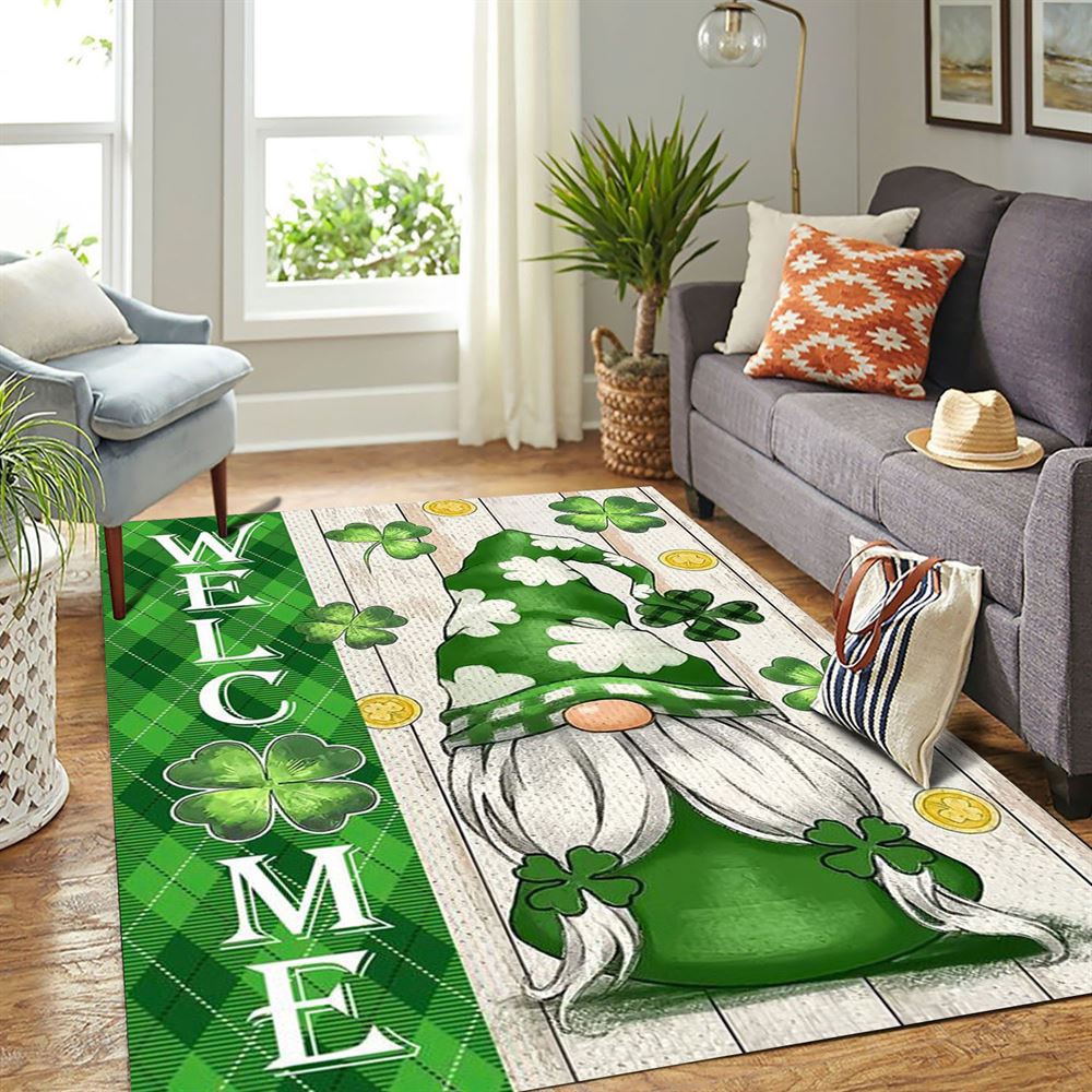 St Patricks Day Rug, St Patricks Day Green Gnome Rugs