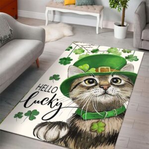 St Patricks Day Rug St Patricks Day Hello Lucky Kitten Cat And Shamrock Clover Rug 1 liwxax.jpg