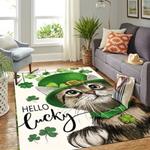 St Patricks Day Rug St Patricks Day Hello Lucky Kitten Cat And Shamrock Clover Rug 3 tpydha.jpg