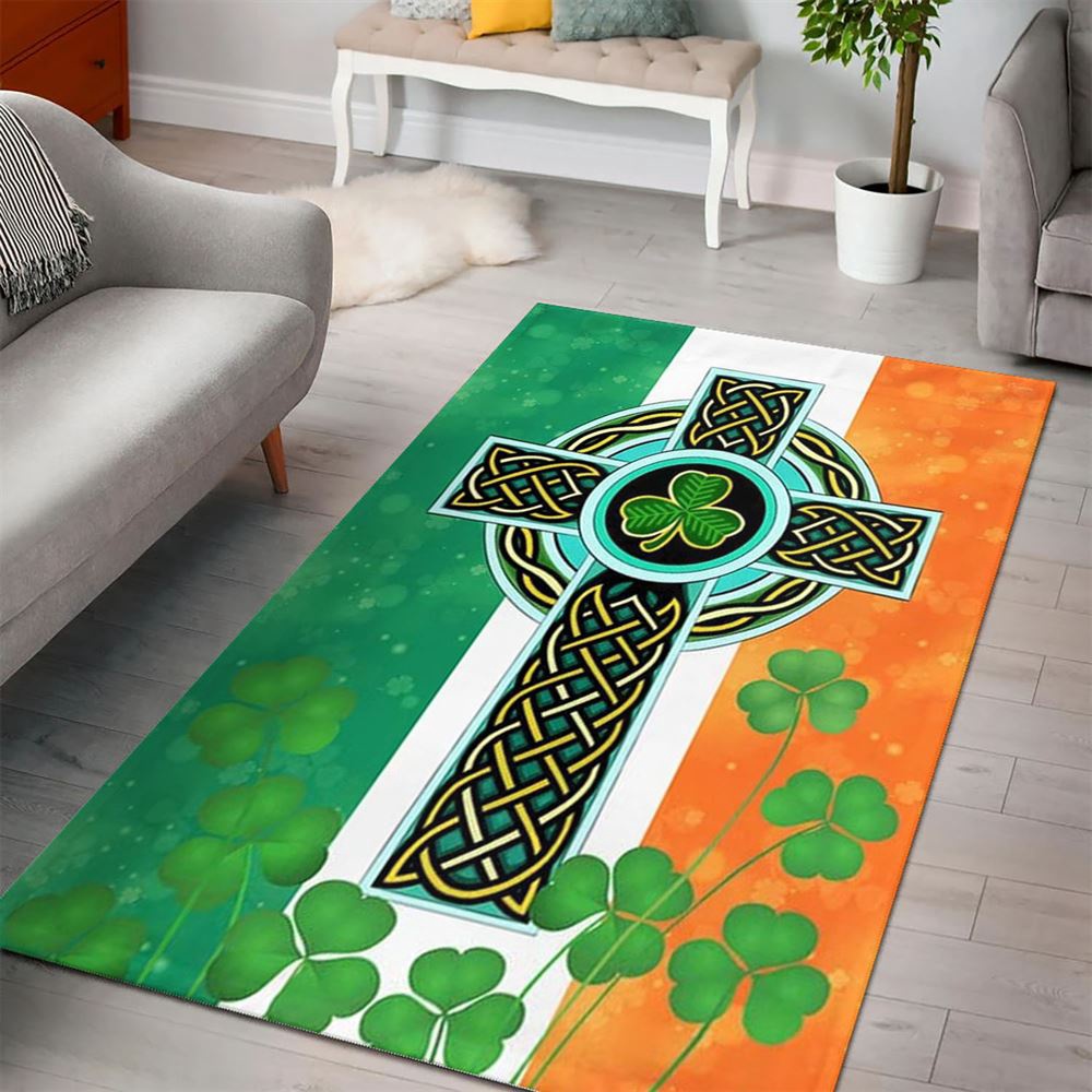 St Patricks Day Rug, St Patricks Day Irish Celtic Knot Cross Rug St Patricks Day Rug, St Patricks Day Irish Celtic Knot Cross Rug