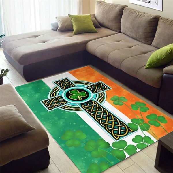 St Patricks Day Rug, St Patricks Day Irish Celtic Knot Cross Rug