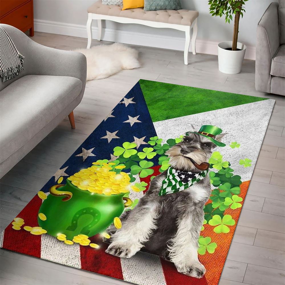 St Patricks Day Rug, St Patricks Day Miniature Schnauzer Rug