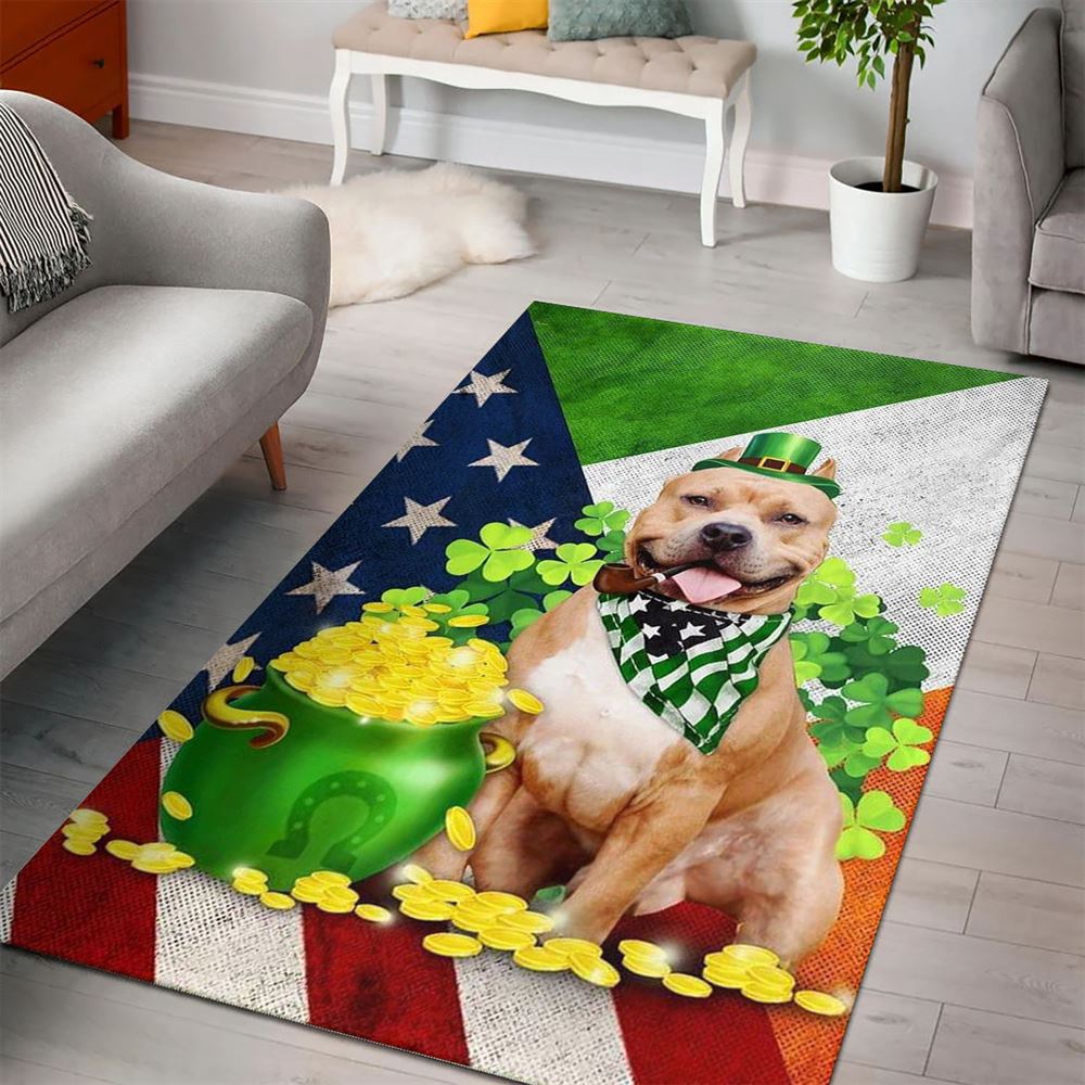 St Patricks Day Rug, St Patricks Day Pit Bull Rug