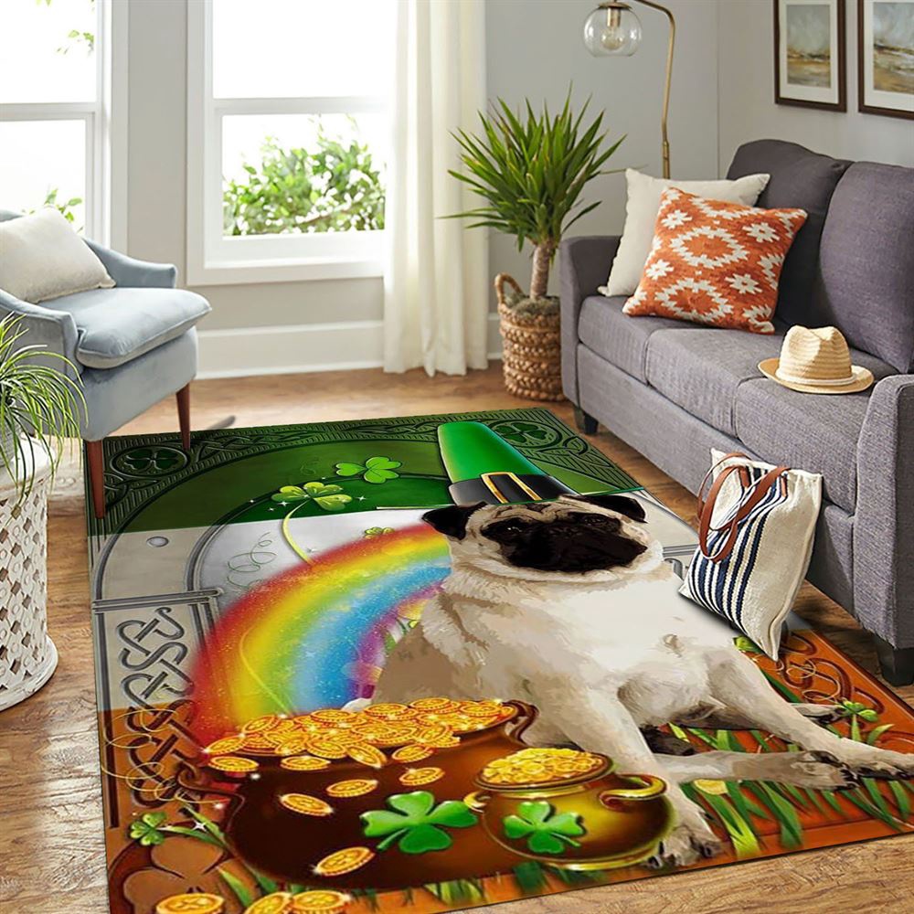 St Patricks Day Rug, St Patricks Day Pug Irish Rug