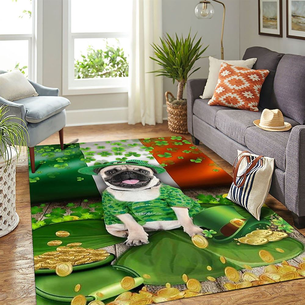 St Patricks Day Rug, St Patricks Day Pug Rug
