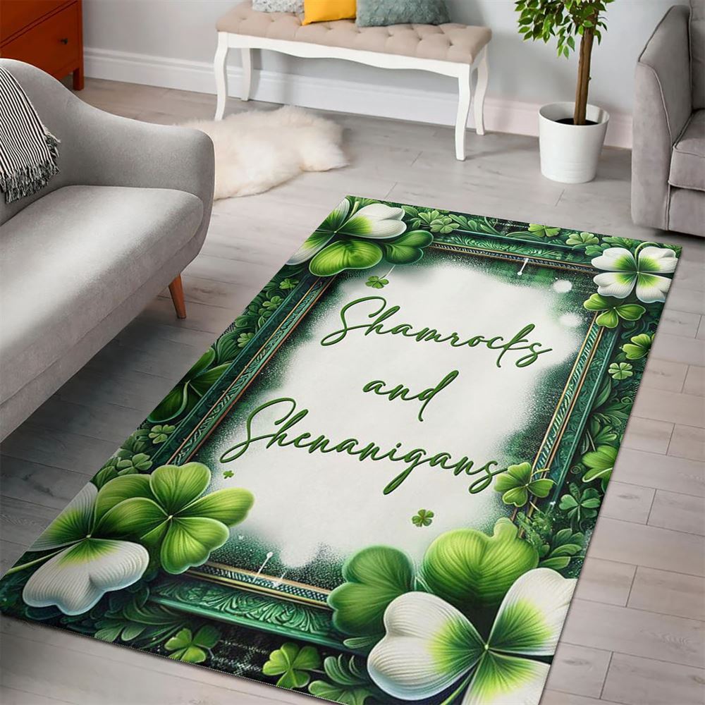St Patricks Day Rug, St Patricks Day Shamrocks And Shenanigans Rugs