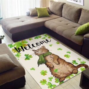St Patricks Day Rug St Patricks Day Welcome Cat And Shamrock Clover Rug 2 ckxodn.jpg