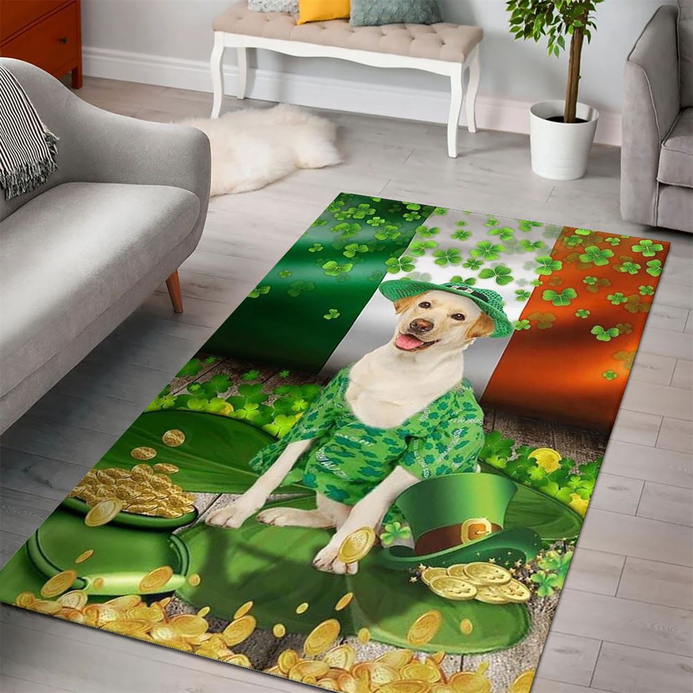 St Patricks Day Rug, St Patricks Day Yellow Labrador Rug