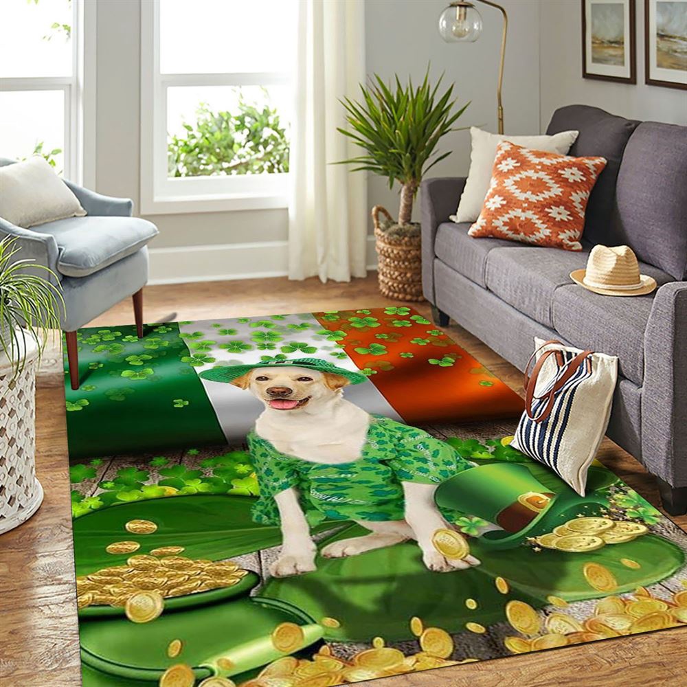 St Patricks Day Rug, St Patricks Day Yellow Labrador Rug