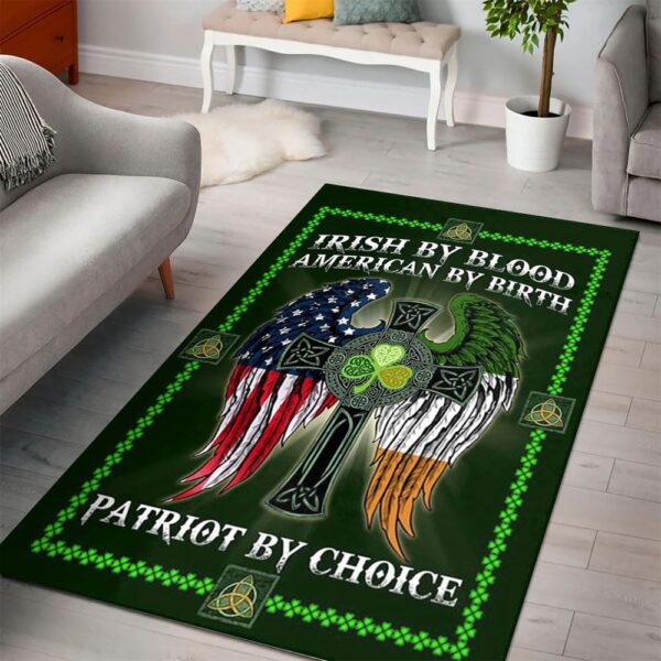 St Patricks Day Rug, The Irish Celtic Cross Irish By Blood Rug