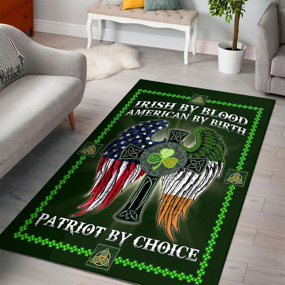 St Patricks Day Rug, The Irish Celtic Cross Irish By Blood Rug St Patricks Day Rug, The Irish Celtic Cross Irish By Blood Rug