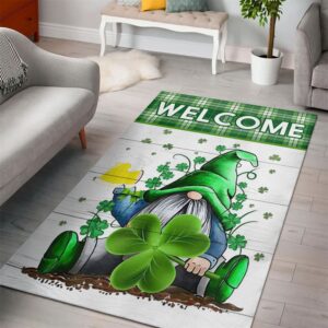 St Patricks Day Rug, Welcome Gnome Holds…