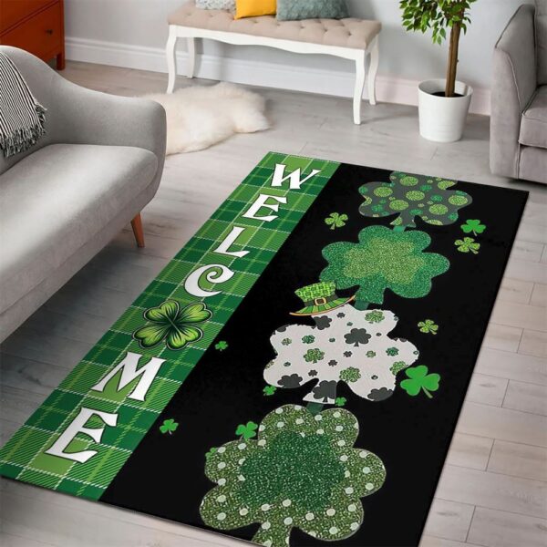 St Patricks Day Rug, Welcome Lucky Shamrocks Rugs