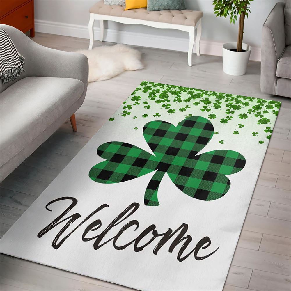 St Patricks Day Rug, Welcome Rugs, St Patrick’s Day Lucky Shamrocks Rug & Rug