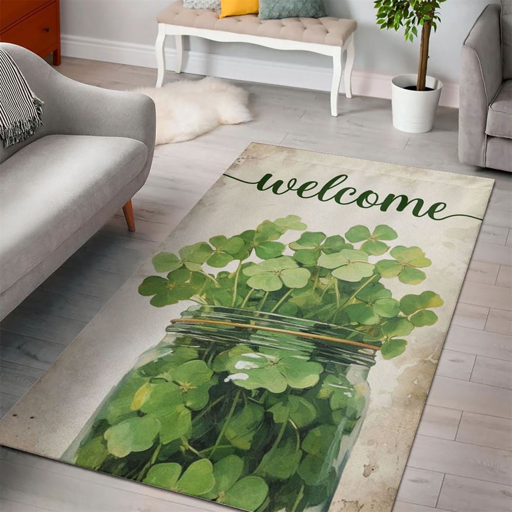 St Patricks Day Rug, Welcome Shamrocks In The Bottle Rugs