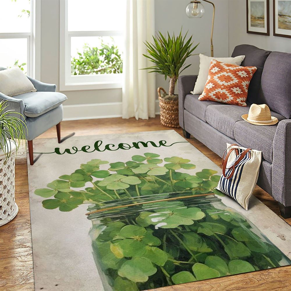 St Patricks Day Rug, Welcome Shamrocks In The Bottle Rugs