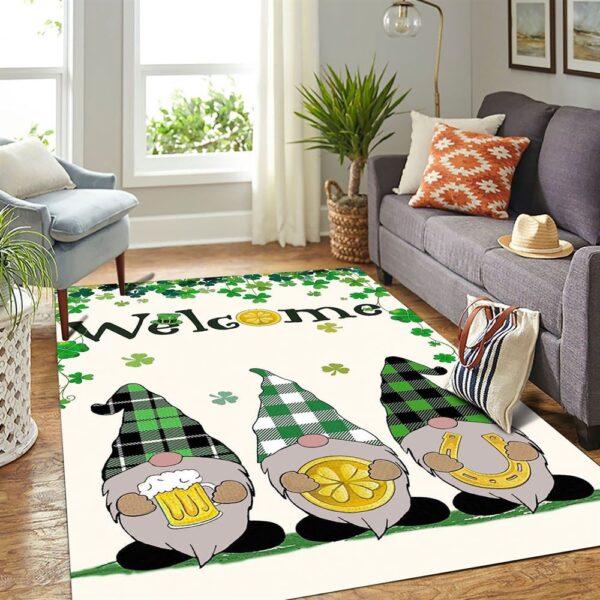 St Patricks Day Rug, Welcome St Patrick’s Day Gnomes Saint Gnomes Rug