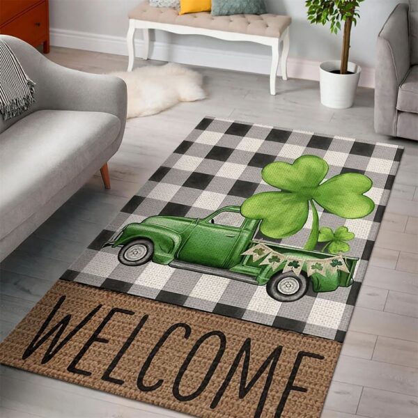 St Patricks Day Rug, Welcome St Patrick’s Day Green Truck Rug