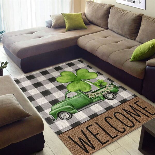 St Patricks Day Rug, Welcome St Patrick’s Day Green Truck Rug