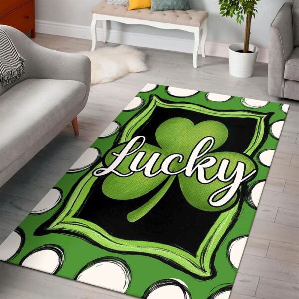 St Patricks Day Rug, Welcome St Patrick’s Day Polka Dot Lucky Shamrock Clover Rug
