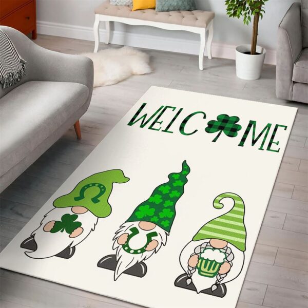 St Patricks Day Rug, Welcome St Patricks Day Green Gnomes Saint Rug
