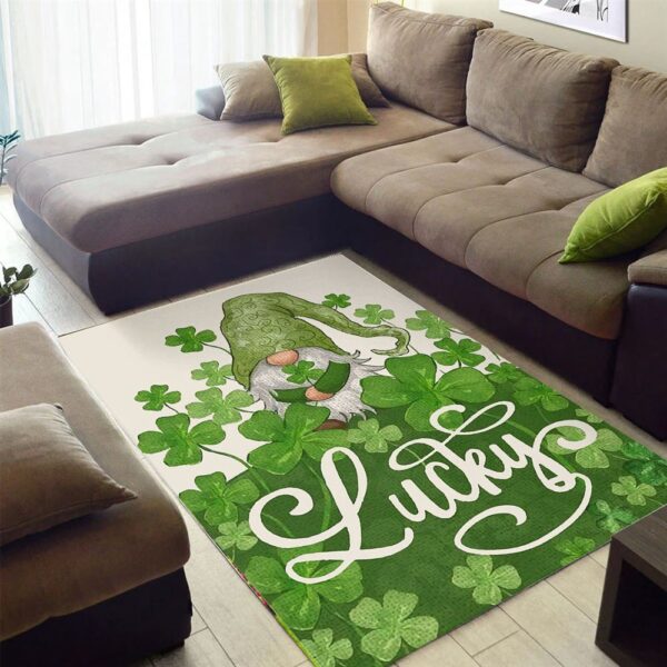 St Patricks Day Rug, Welcome St Patricks Day Lucky Gnome Saint Rug