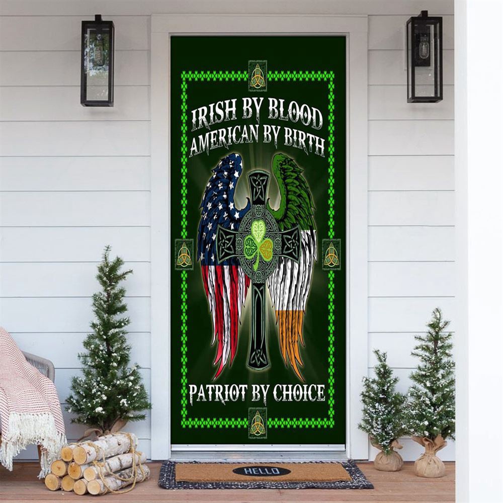 The Irish Celtic Cross Irish By Blood Door Cover, St Patrick’s Day Door Cover, St Patrick’s Day Door Decor